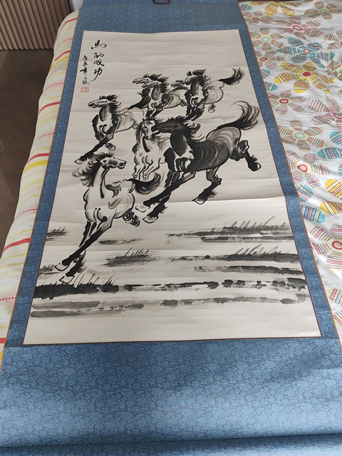 古玩字畫陳天明馬到成功圖立軸真品鑒賞圖