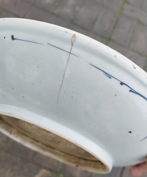 古玩陶瓷鶴紋青花盤真品鑒賞圖