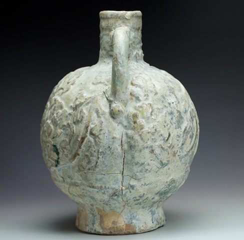 古玩陶瓷綠釉印花持壺真品鑒賞圖