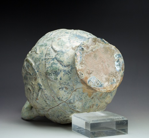 古玩陶瓷綠釉印花持壺真品鑒賞圖