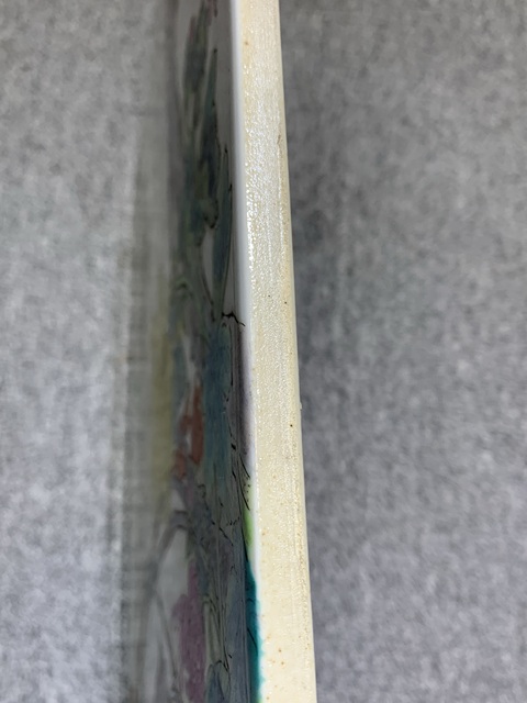 古玩陶瓷粉彩花鳥紋瓷板真品鑒賞圖