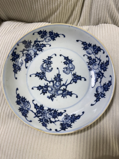 古玩陶瓷雍正 青花三多紋盤真品鑒賞圖