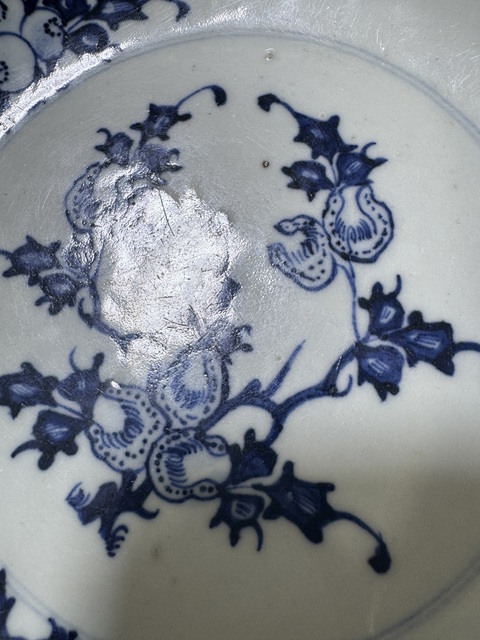 古玩陶瓷雍正 青花三多紋盤真品鑒賞圖