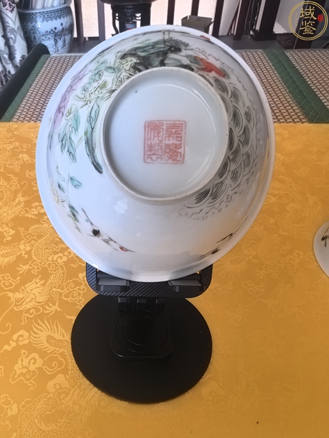 古玩陶瓷粉彩丹鶴圖茶碗拍賣，當前價格1300元