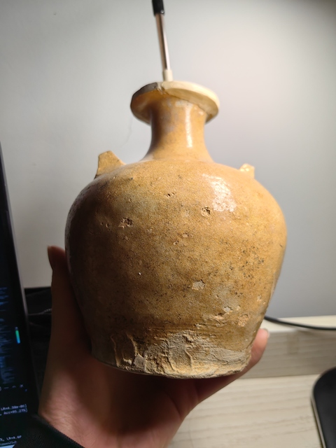 古玩陶瓷青釉雙系盤口瓶真品鑒賞圖