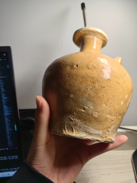 古玩陶瓷青釉雙系盤口瓶真品鑒賞圖