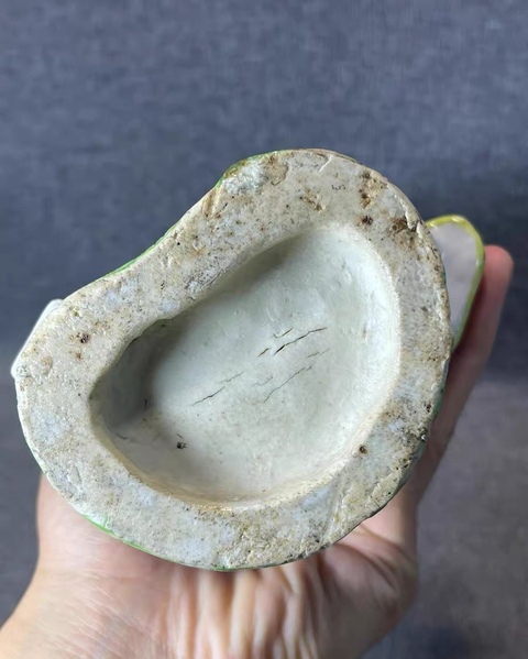 古玩陶瓷東方朔偷桃粉彩塑像真品鑒賞圖