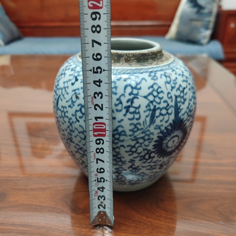 古玩陶瓷青花太陽花罐真品鑒賞圖