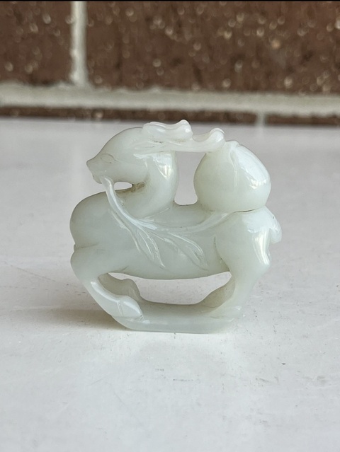 古玩玉器和田玉雕“祿壽”把件真品鑒賞圖