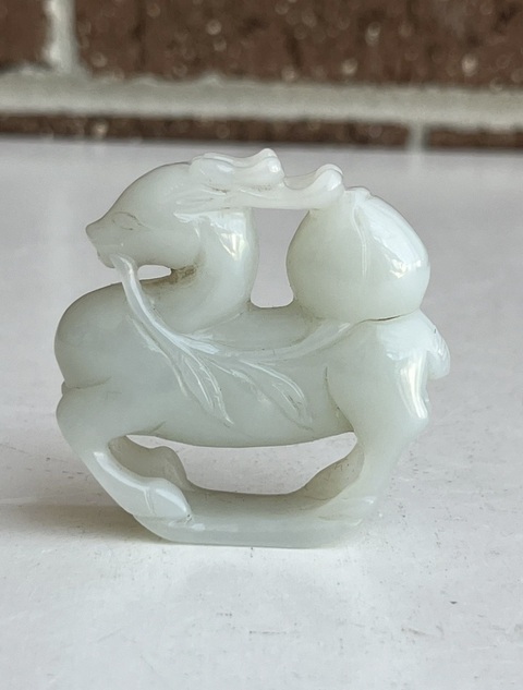 古玩玉器和田玉雕“祿壽”把件真品鑒賞圖