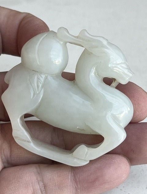 古玩玉器和田玉雕“祿壽”把件真品鑒賞圖