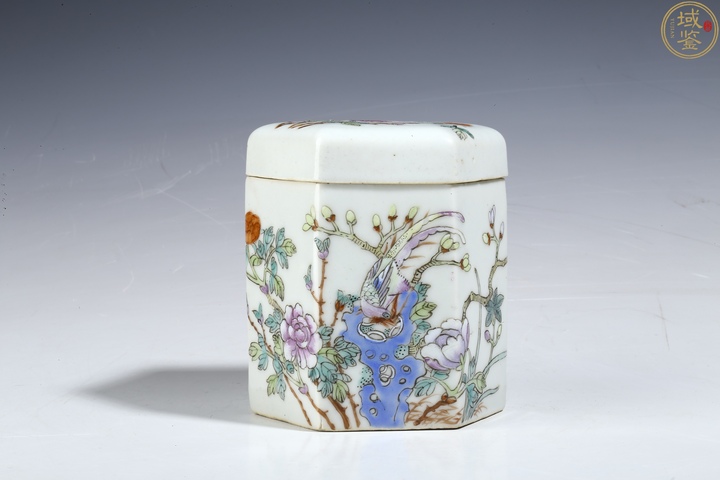 古玩陶瓷民國細路粉彩六方蓋缸真品鑒賞圖