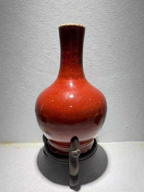 古玩陶瓷鈞紅釉天球瓶真品鑒賞圖