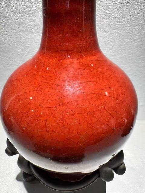 古玩陶瓷鈞紅釉天球瓶真品鑒賞圖