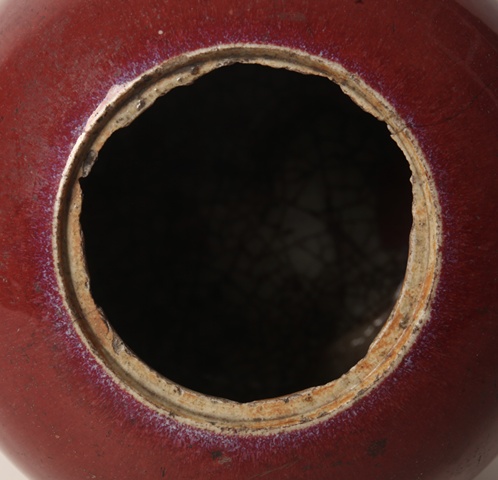 古玩陶瓷窯變紅釉西瓜罐真品鑒賞圖