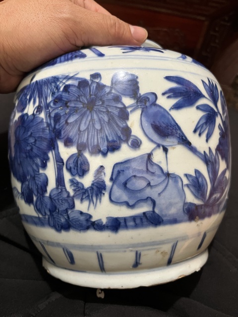 古玩陶瓷萬歷青花花鳥罐真品鑒賞圖