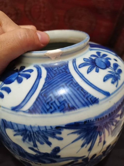 古玩陶瓷萬歷青花花鳥罐真品鑒賞圖