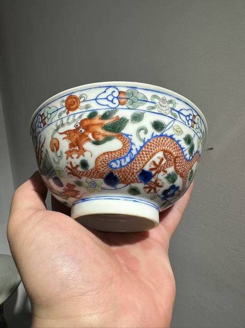 古玩陶瓷藍料彩五彩碗真品鑒賞圖