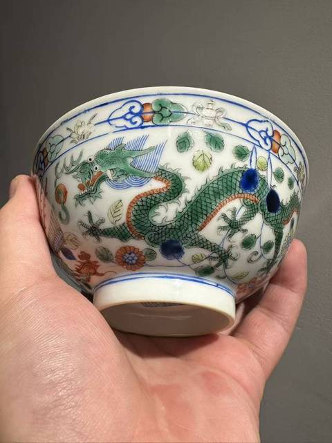 古玩陶瓷藍料彩五彩碗真品鑒賞圖