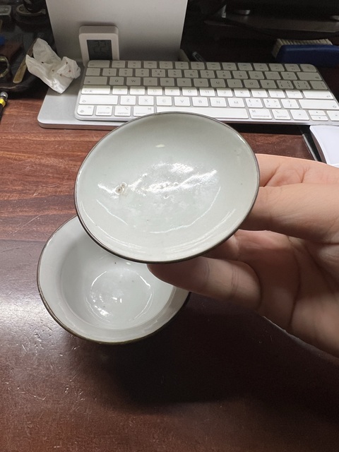 古玩陶瓷飄帶繡球獅子紋青花蓋杯真品鑒賞圖