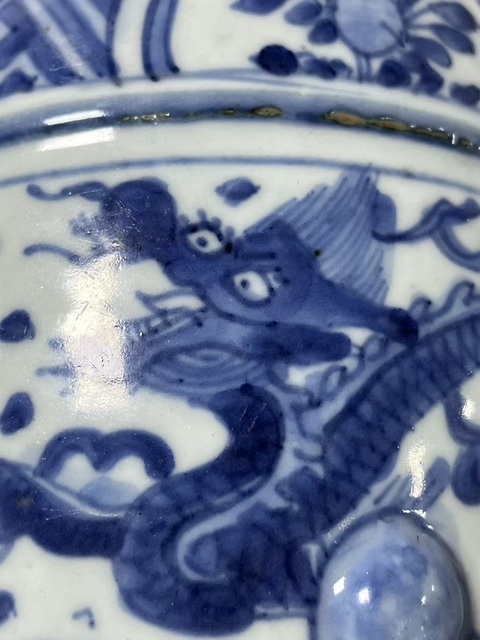 古玩陶瓷明晚期 青花龍紋筒式爐真品鑒賞圖