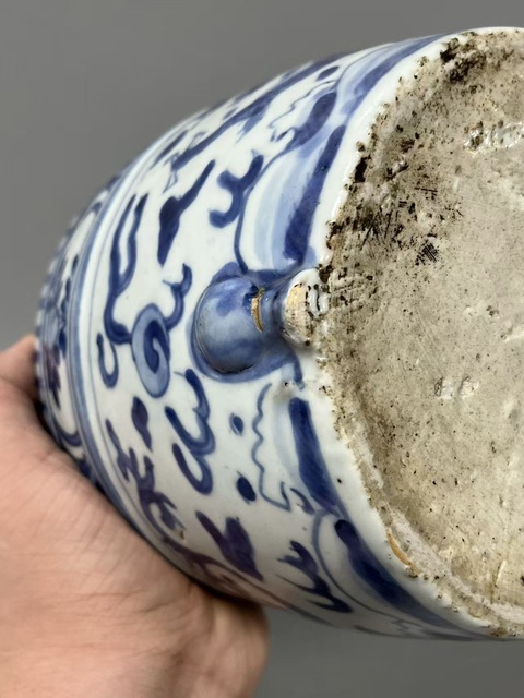 古玩陶瓷明晚期 青花龍紋筒式爐真品鑒賞圖