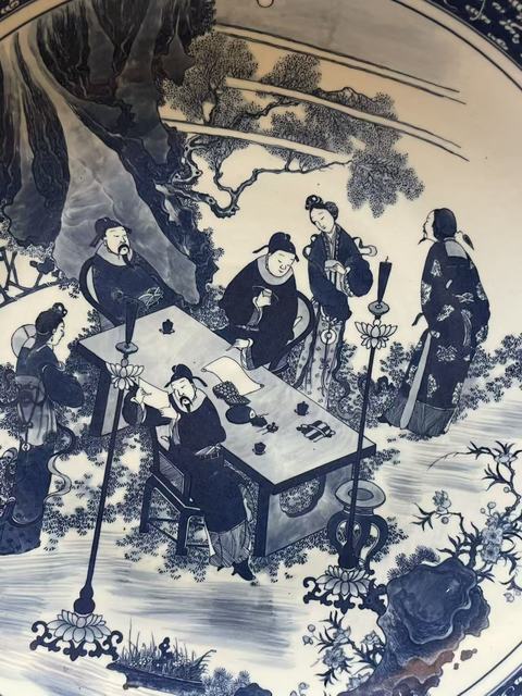古玩陶瓷青花人物故事紋盤真品鑒賞圖