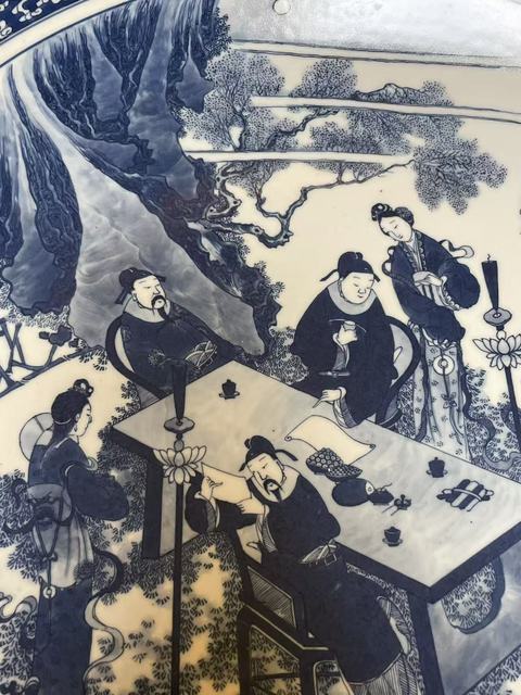 古玩陶瓷青花人物故事紋盤真品鑒賞圖