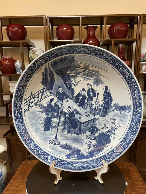 古玩陶瓷青花人物故事紋盤真品鑒賞圖