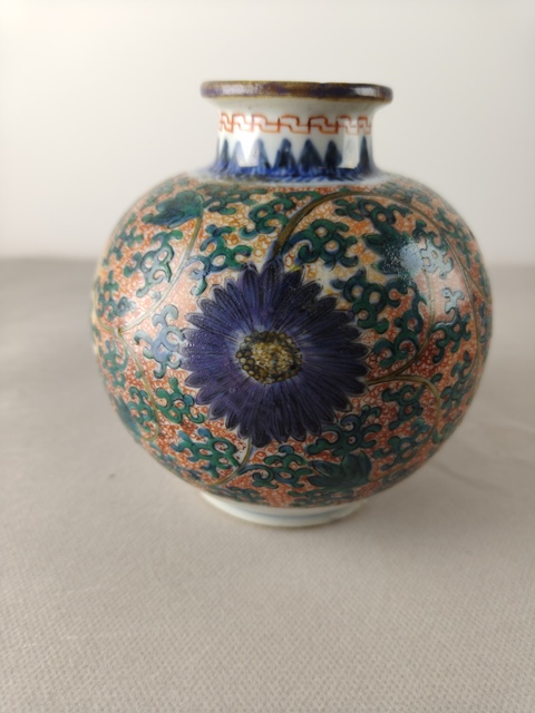 古玩陶瓷清早期青花五彩花卉紋石榴尊拍賣，當前價格2500元