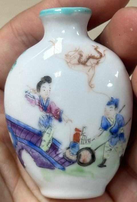 古玩陶瓷細路粉彩高亮趕水故事鼻煙壺拍賣，當前價格3500元