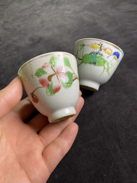 古玩陶瓷民國花卉紋杯拍賣，當前價格10元