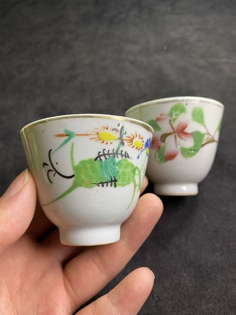 古玩陶瓷民國花卉紋杯拍賣，當前價格10元