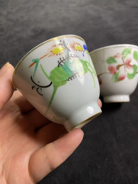 古玩陶瓷民國花卉紋杯拍賣，當前價格10元