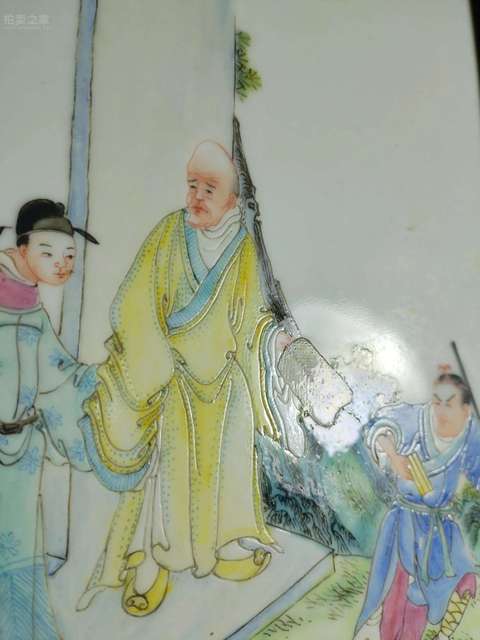 古玩陶瓷粉彩人物故事瓷板真品鑒賞圖