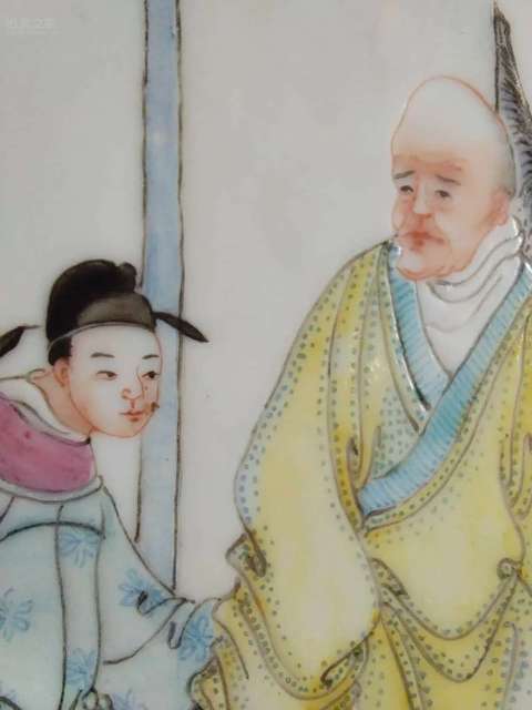古玩陶瓷粉彩人物故事瓷板真品鑒賞圖