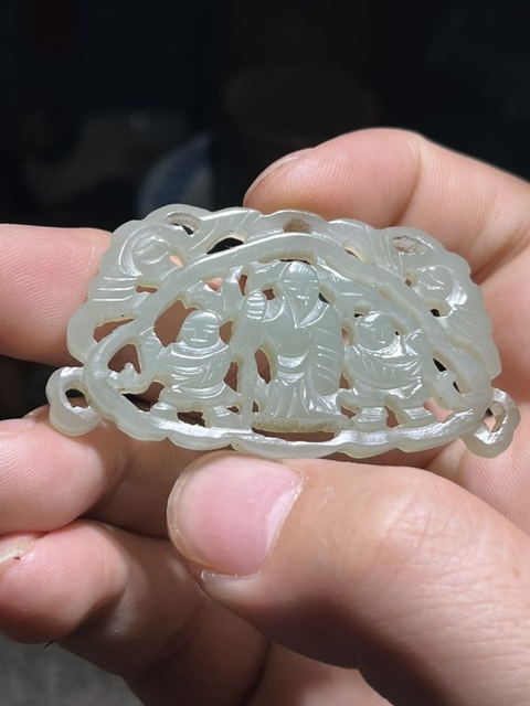 古玩玉器和田玉雕“壽星佩”真品鑒賞圖