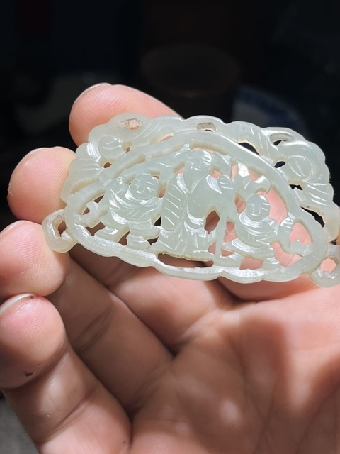 古玩玉器和田玉雕“壽星佩”真品鑒賞圖