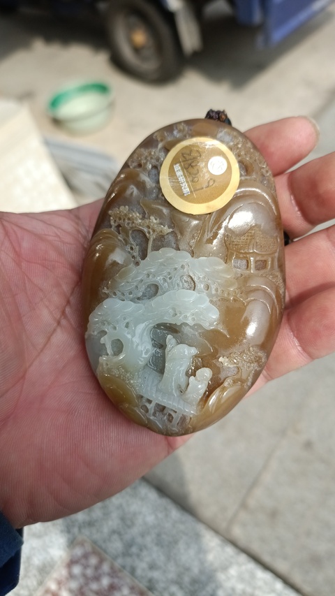 古玩玉器和田玉雕“山水把件”真品鑒賞圖