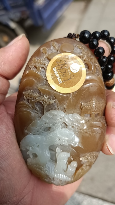 古玩玉器和田玉雕“山水把件”真品鑒賞圖