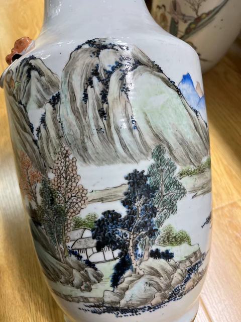 古玩陶瓷周筱松款山水紋瓶真品鑒賞圖