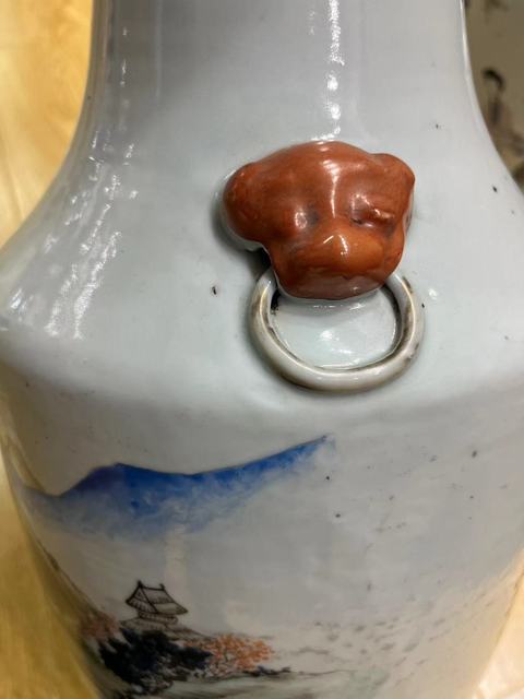 古玩陶瓷周筱松款山水紋瓶真品鑒賞圖