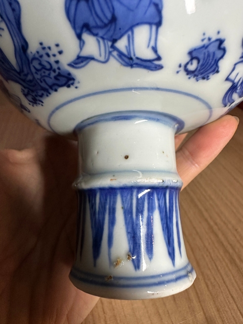 古玩陶瓷青花嬰戲圖高足杯真品鑒賞圖