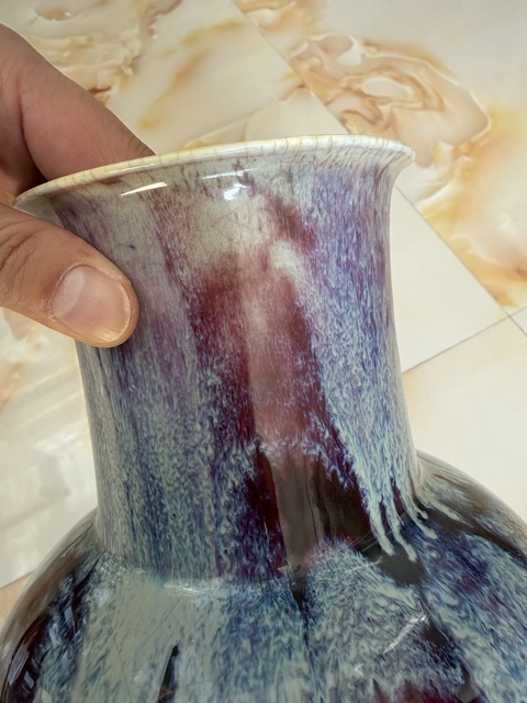 古玩陶瓷郎紅窯變釉觀音尊真品鑒賞圖