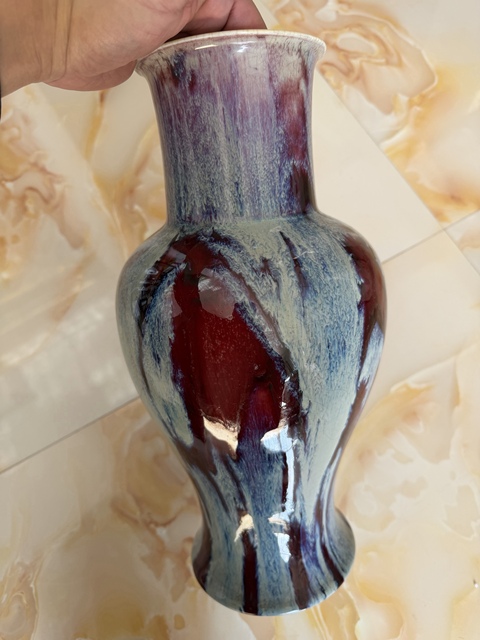 古玩陶瓷郎紅窯變釉觀音尊真品鑒賞圖