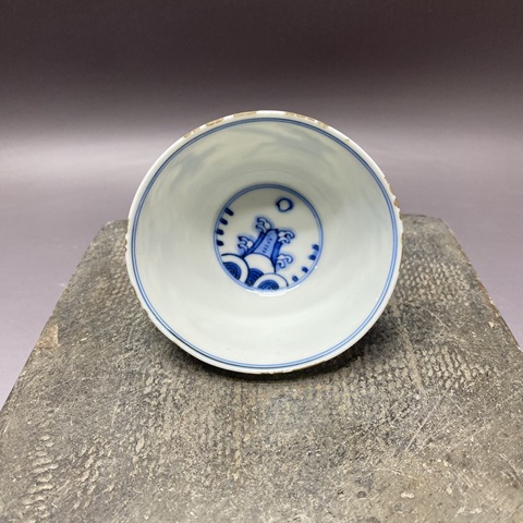 古玩陶瓷嘉靖福山壽海麒麟青花杯真品鑒賞圖