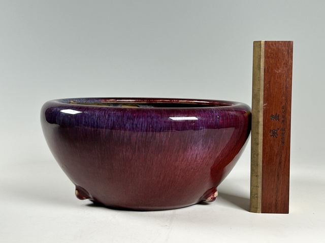 古玩陶瓷清中期·窯變紅釉香爐真品鑒賞圖