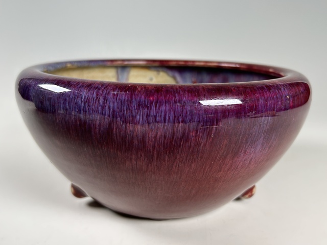 古玩陶瓷清中期·窯變紅釉香爐真品鑒賞圖