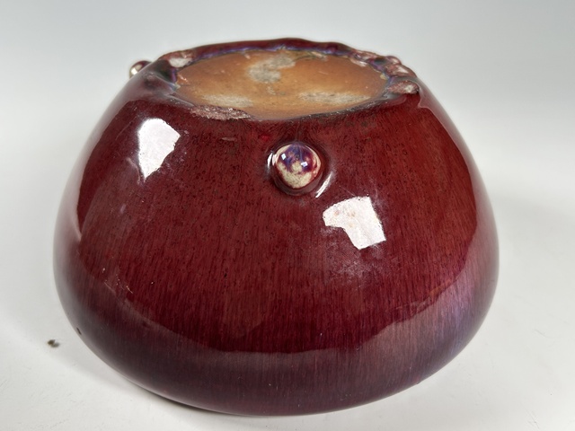 古玩陶瓷清中期·窯變紅釉香爐真品鑒賞圖