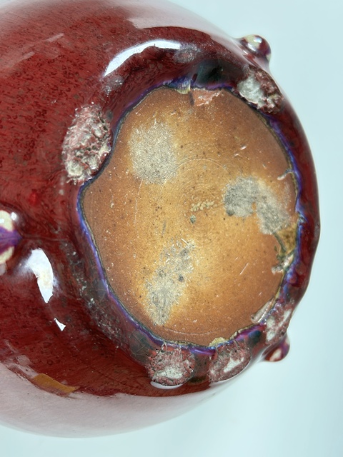 古玩陶瓷清中期·窯變紅釉香爐真品鑒賞圖